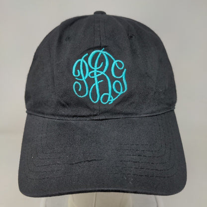 PRG Monogram Slideback Hat Black One Size Adjustable Embroidered Vented Holes