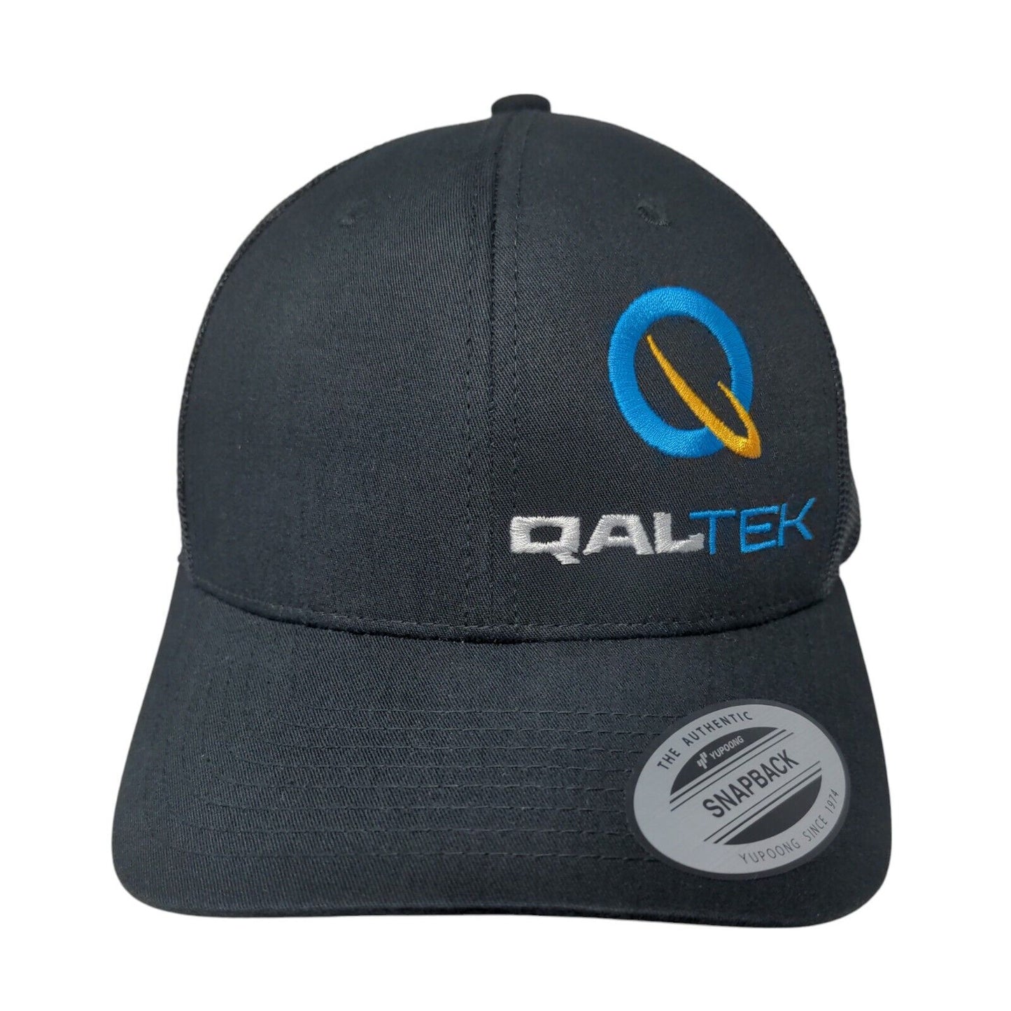 Qaltek Snapback Mesh Back Trucker Hat Black One Size Embroidered Yupoong
