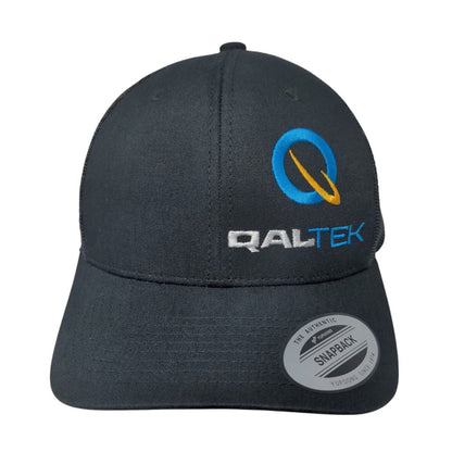 Qaltek Snapback Mesh Back Trucker Hat Black One Size Embroidered Yupoong