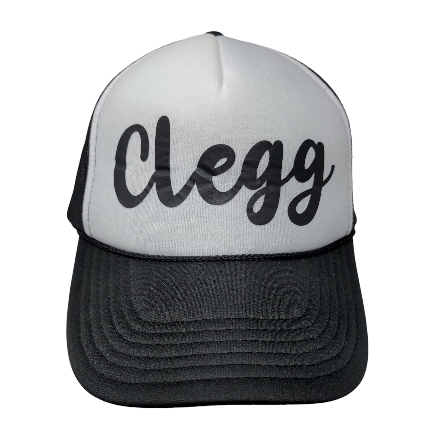 Clegg Snapback Trucker Hat Black OSFM Adjustable Mesh Back Rope Otto Polyester
