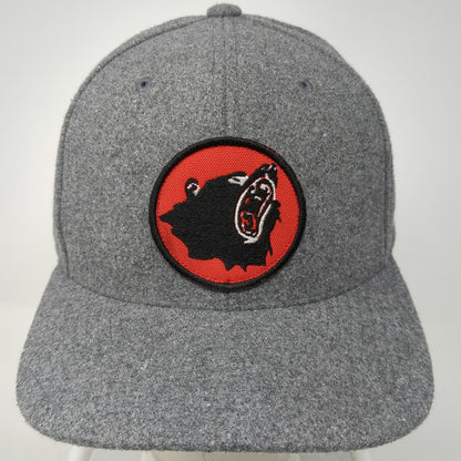 Yupoong Snapback Hat Gray One Size Wool Blend Bear Patch Green Underbrim Bill