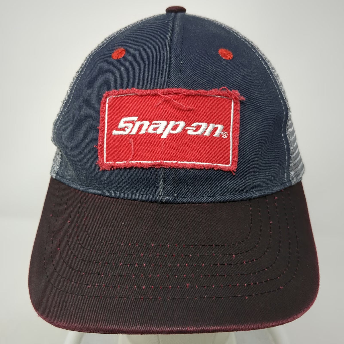 Snap-on Baseball Cap Blue Gray Red One Size Mesh Back Strapback Hat