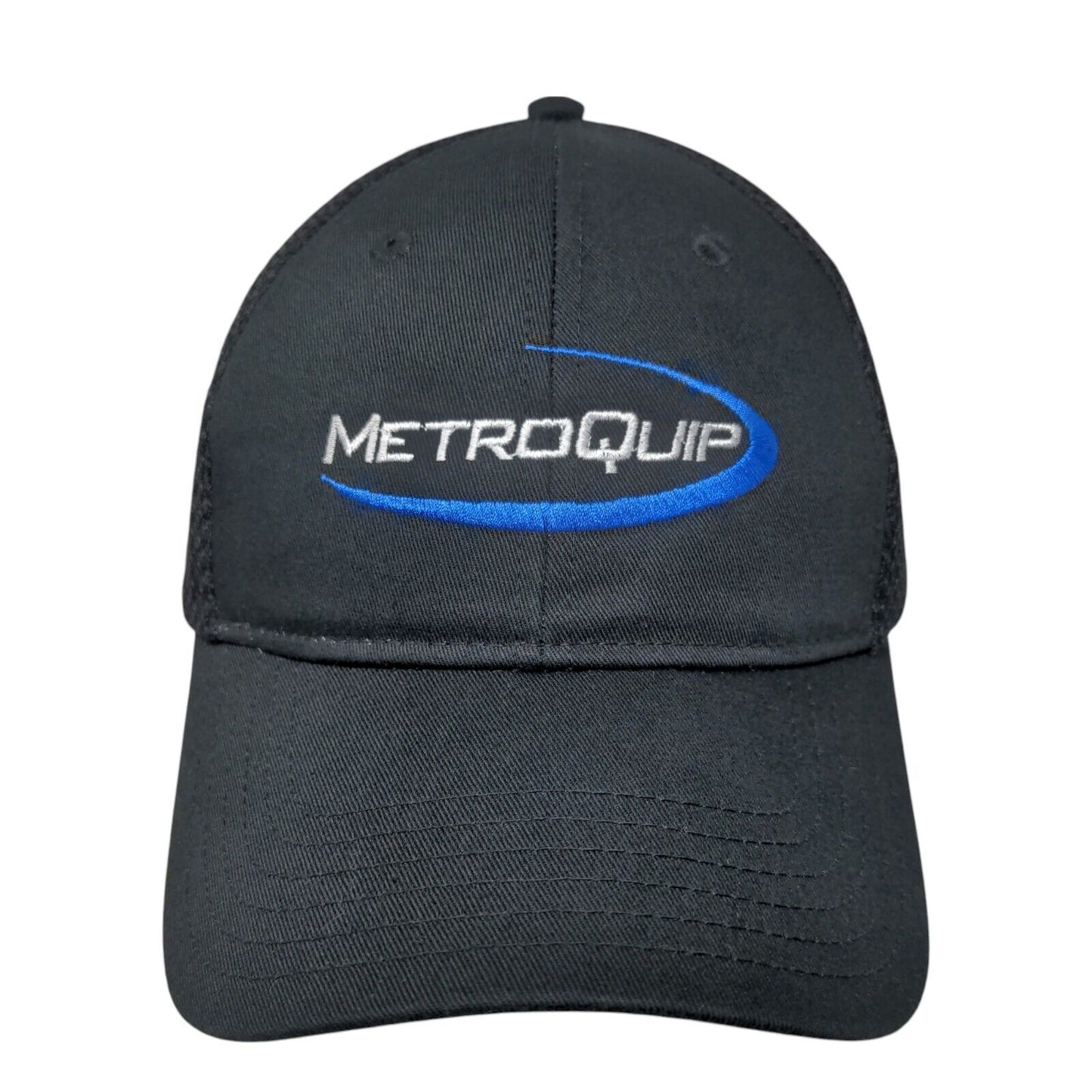 MetroQuip Strapback Hat Black One Size Adjustable Mesh Back 6 Panel Otto