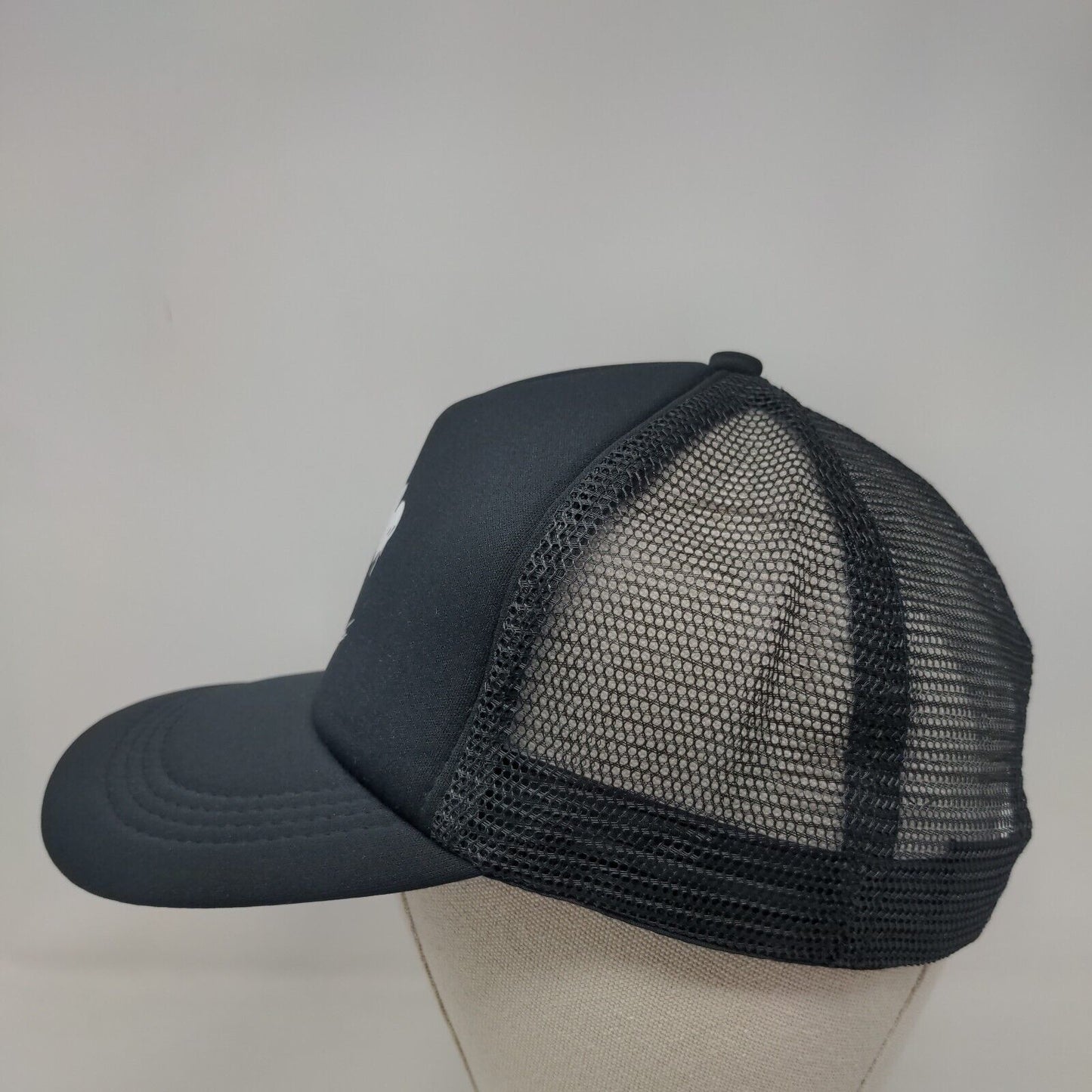 Smiling Face Snapback Mesh Back Trucker Hat Black One Size Breathable