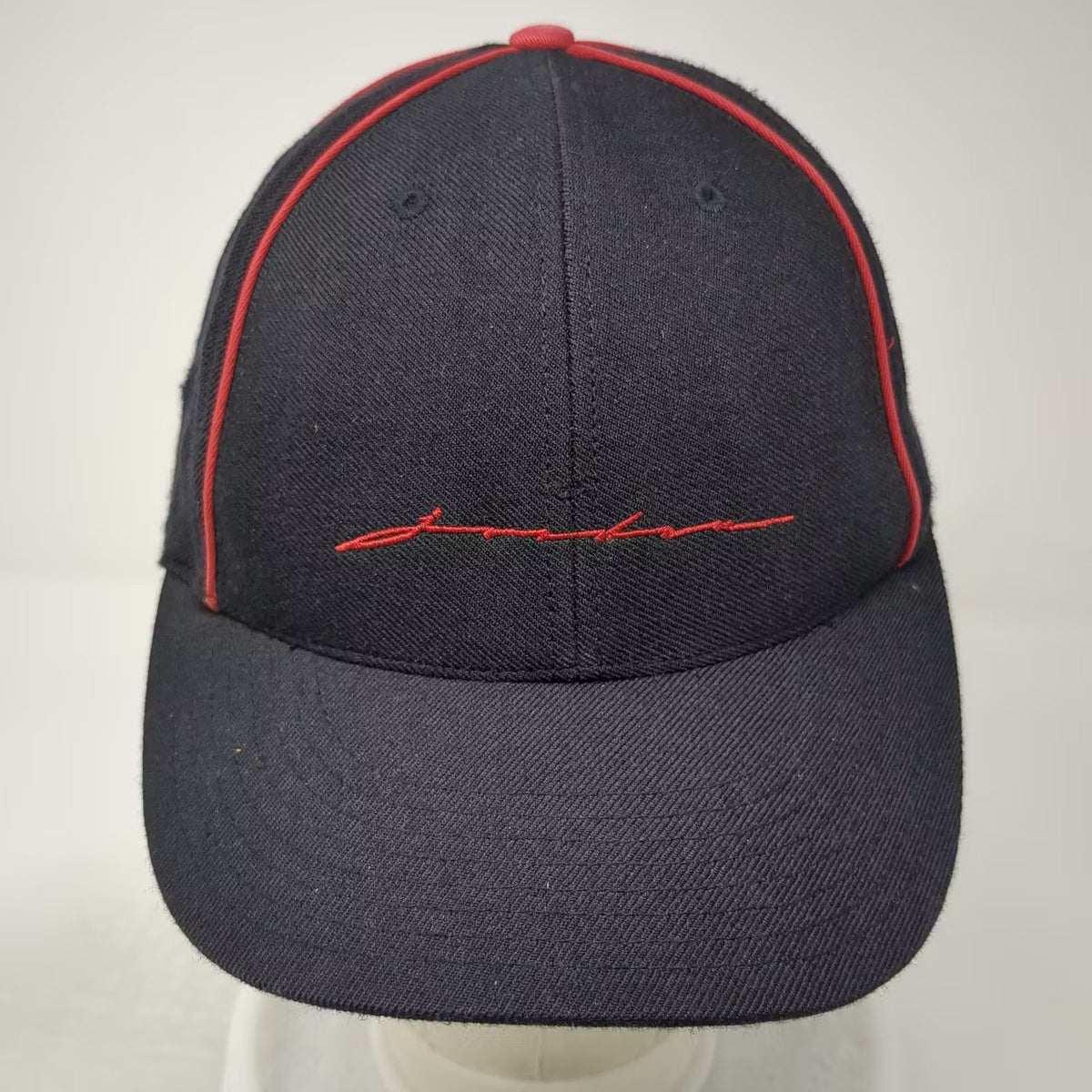 Jordan Baseball Cap Black Red Wool Fitted Hat 7 1/4 Jumpman Logo Embroidered