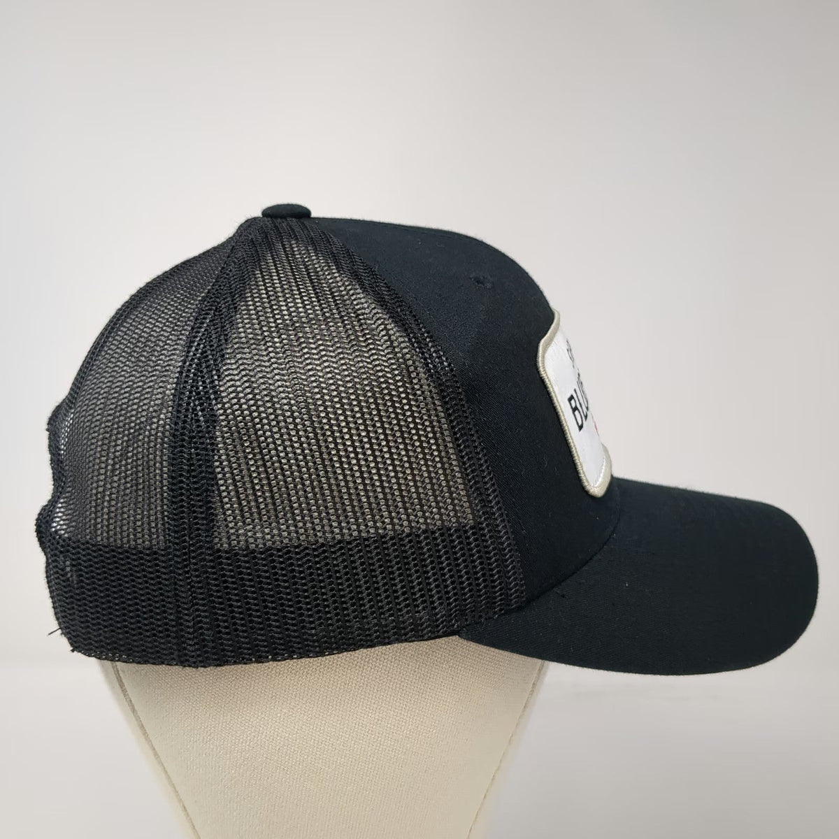 Troll Co. Trucker Hat Black OSFM Support Blue Collar Patch Snapback Mesh Back