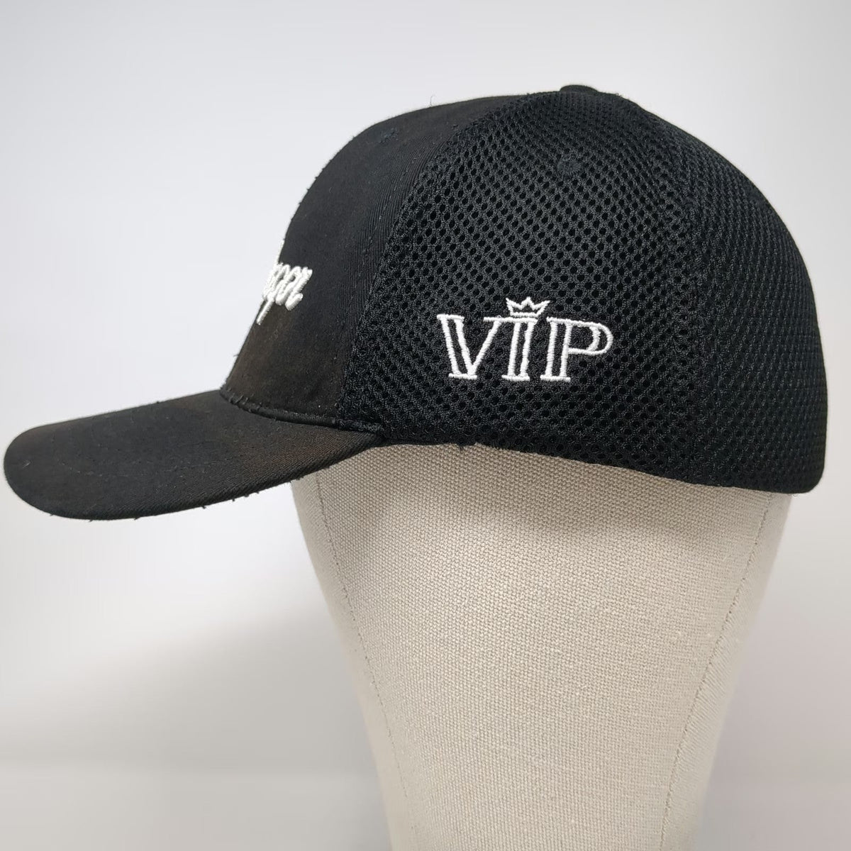 MacGregor Baseball Cap Black XL Fitted Mesh Stretch Fit VIP Golf Hat Performance
