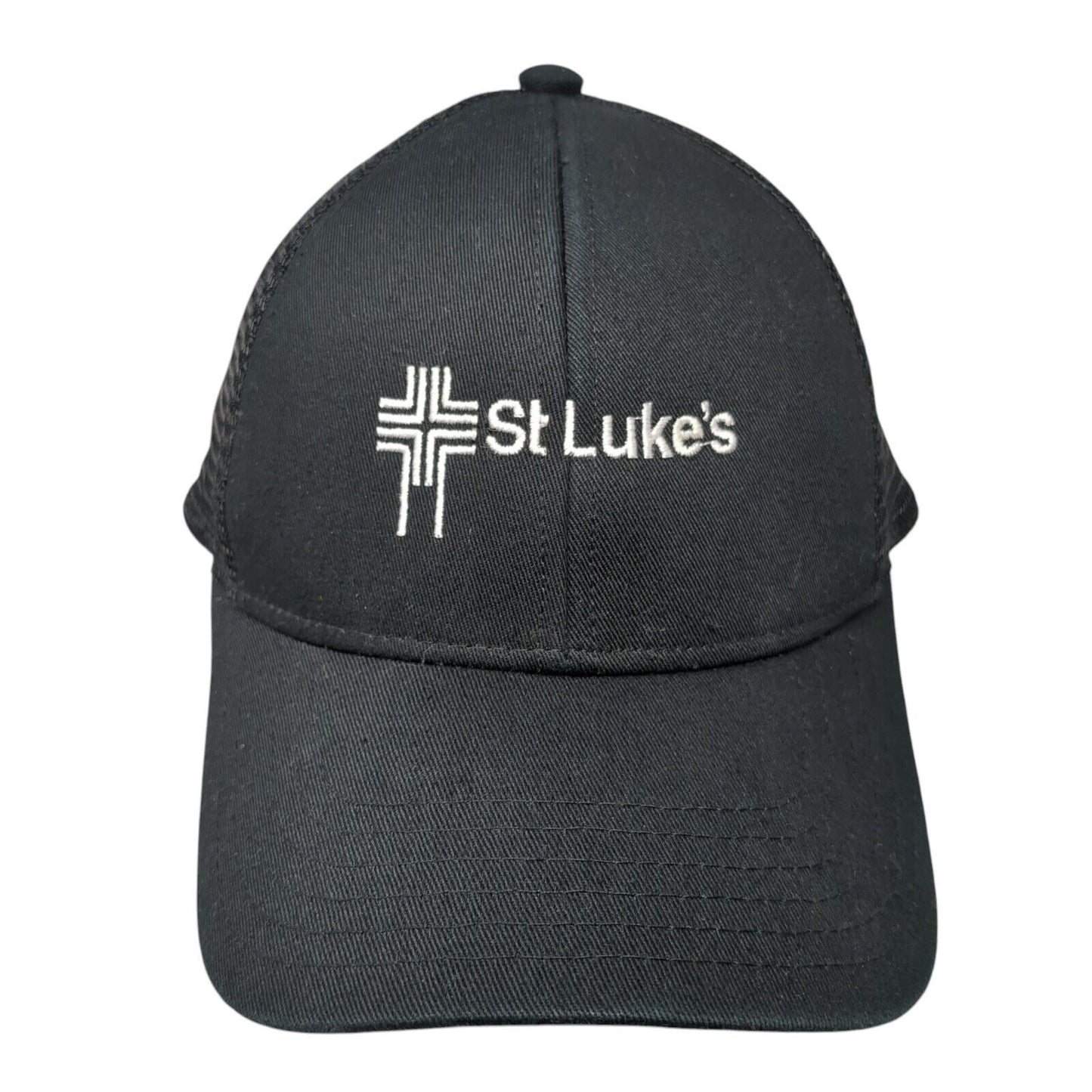 St Luke's Strapback Mesh Back Trucker Hat Black One Size Adjustable