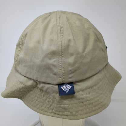 Columbia Baseball Cap Beige Blue L Neck Flap Fitted Made in USA Hat Vintage
