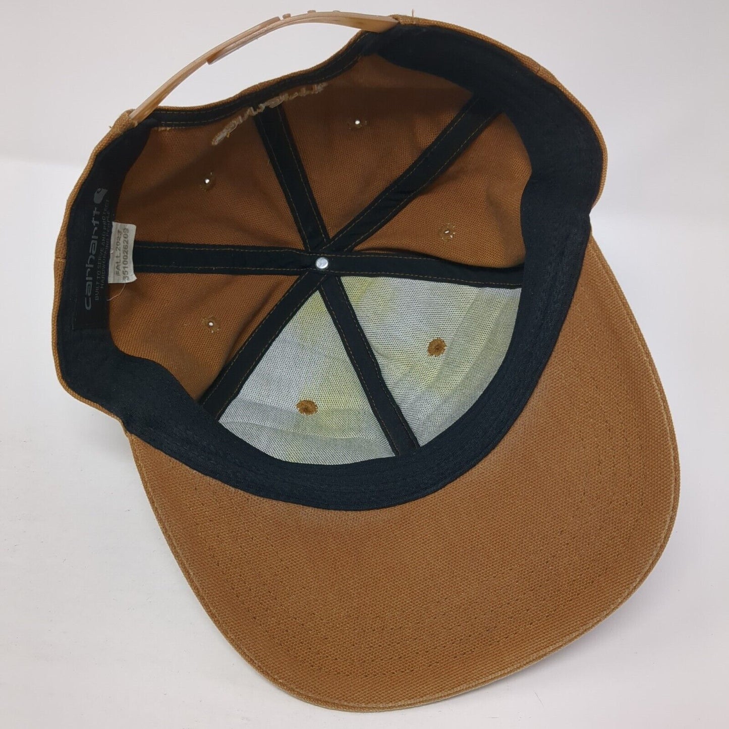 Carhartt Snapback Hat Brown One Size Adjustable Embroidered Logo 6 Panel