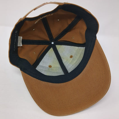Carhartt Snapback Hat Brown One Size Adjustable Embroidered Logo 6 Panel
