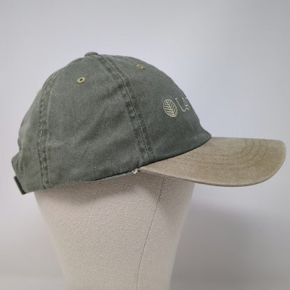 DKPS Baseball Cap Green Beige One Size La Troza Embroidered Strapback Hat Cotton