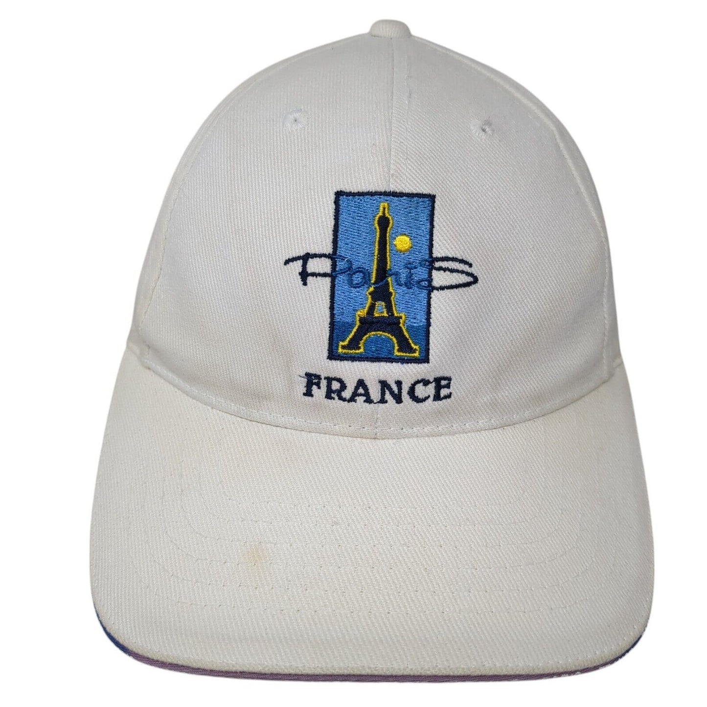 Paris France Strapback Baseball Cap Beige One Size Adjustable Embroidered