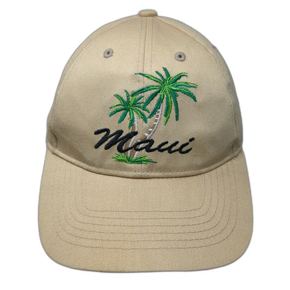Hawaiian Heads Snapback Beige One Size Maui Palm Trees Embroidered Travel Hat