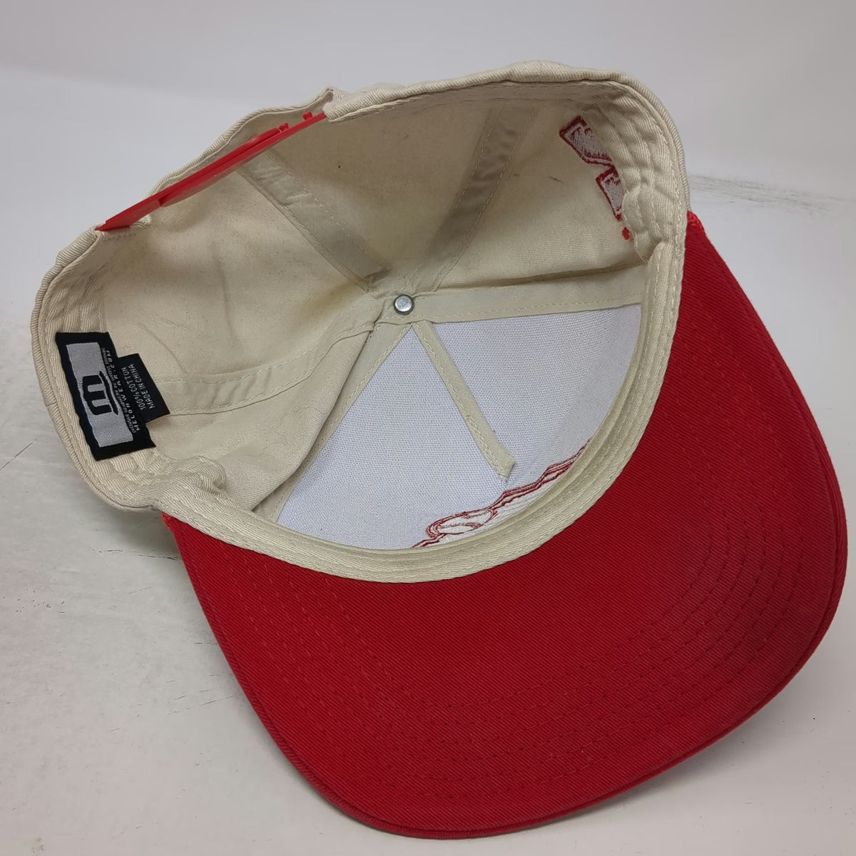 Nebraska Cornhuskers NCAA Melon Wear 5 Panel Beige Red Hat OSFM Snapback Rope