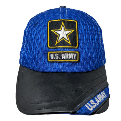 US Army Strapback Hat Blue OSFA Adjustable Embroidered Lightweight 6 Panel