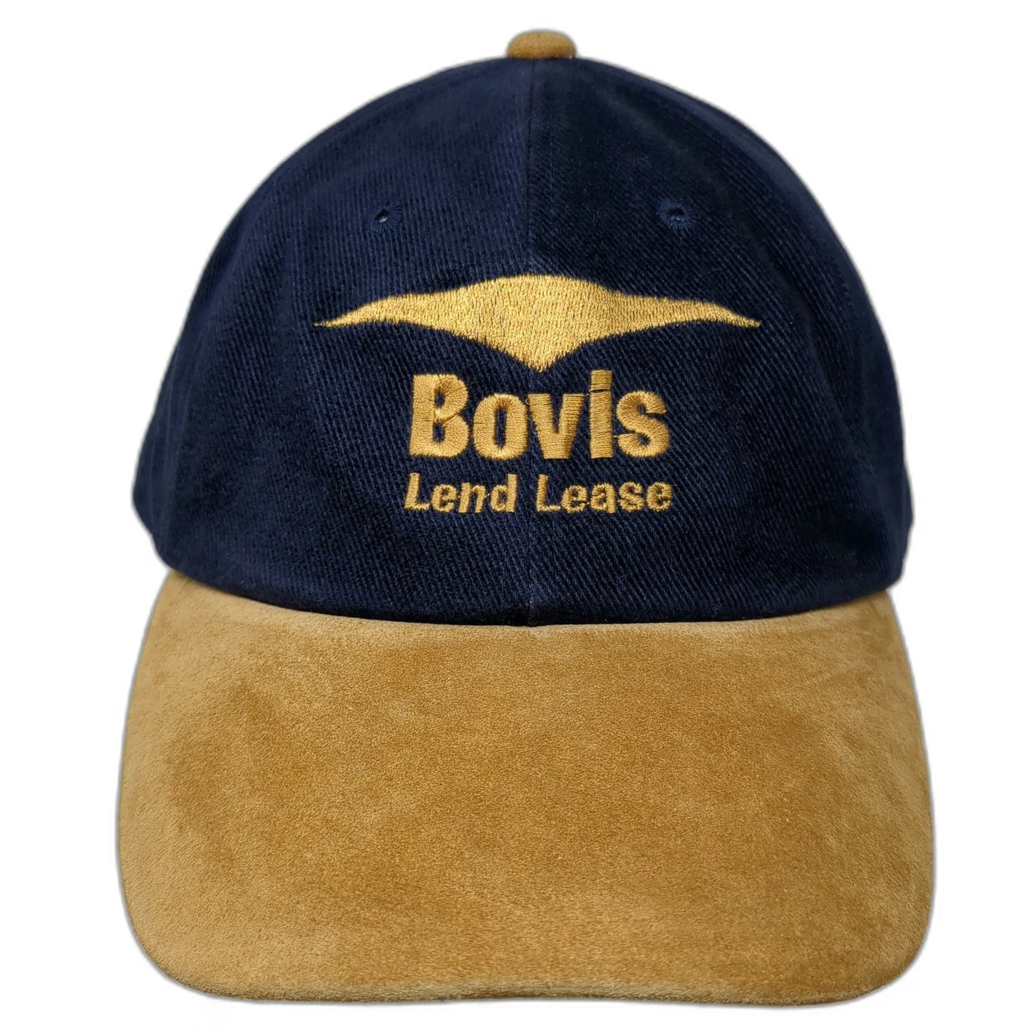 Bovis Lend Lease Baseball Cap Blue Brown Gold One Size Suede Brim Strapback Hat