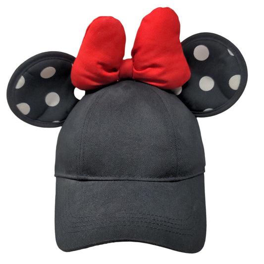 Disney Parks Women's Snapback Hat Minnie Mouse Ears Cap Black Bow