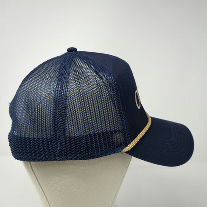 Otto Trucker Hat Blue Gold One Size Old School Embroidery Rope Mesh Back Cap