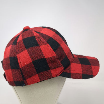 Red Black Buffalo Plaid Checkered Pattern Strapback One Size Baseball Cap Hat