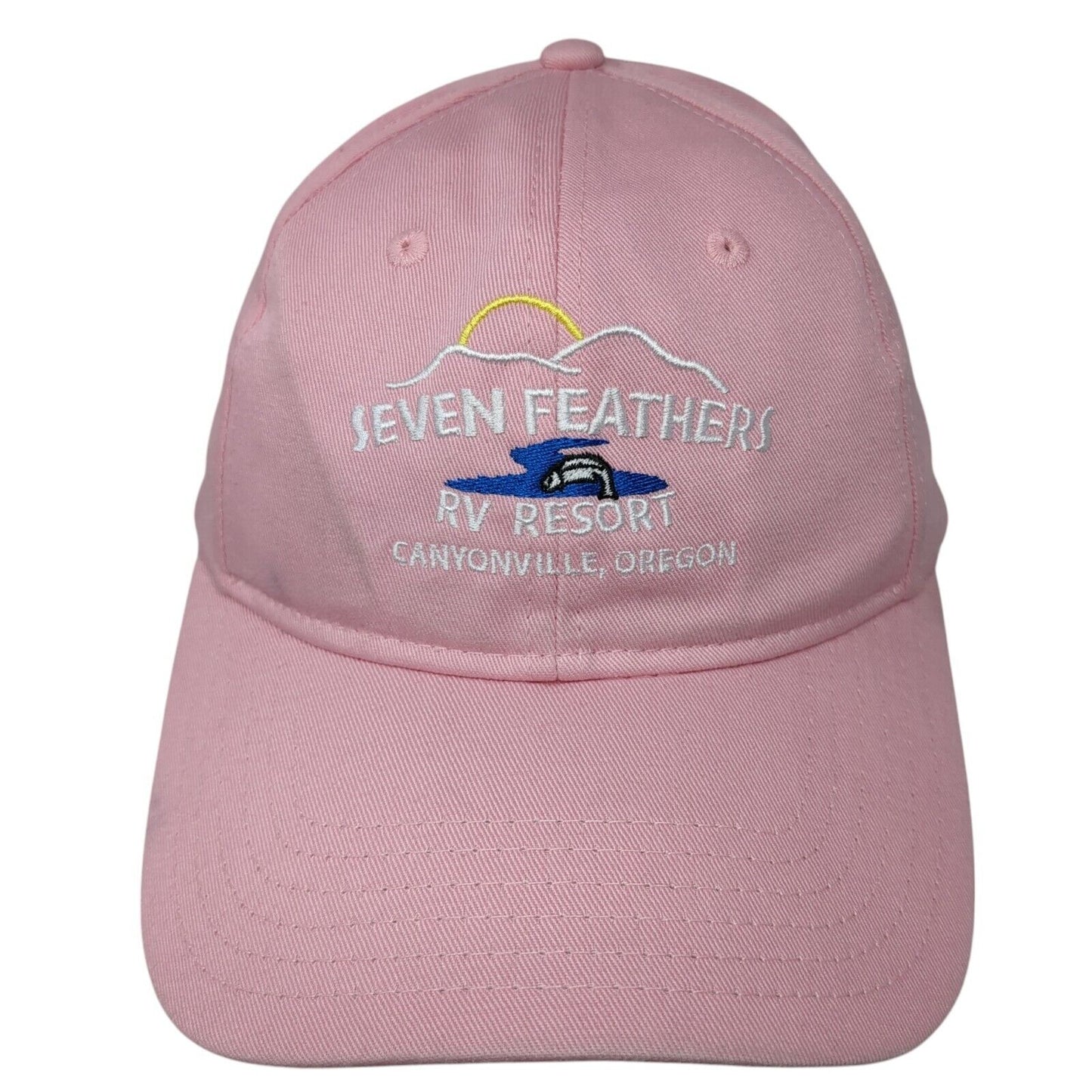 Seven Feather RV Resort Canyonville Oregon Strapback Hat Pink OS Adjustable Otto