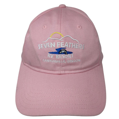 Seven Feather RV Resort Canyonville Oregon Strapback Hat Pink OS Adjustable Otto