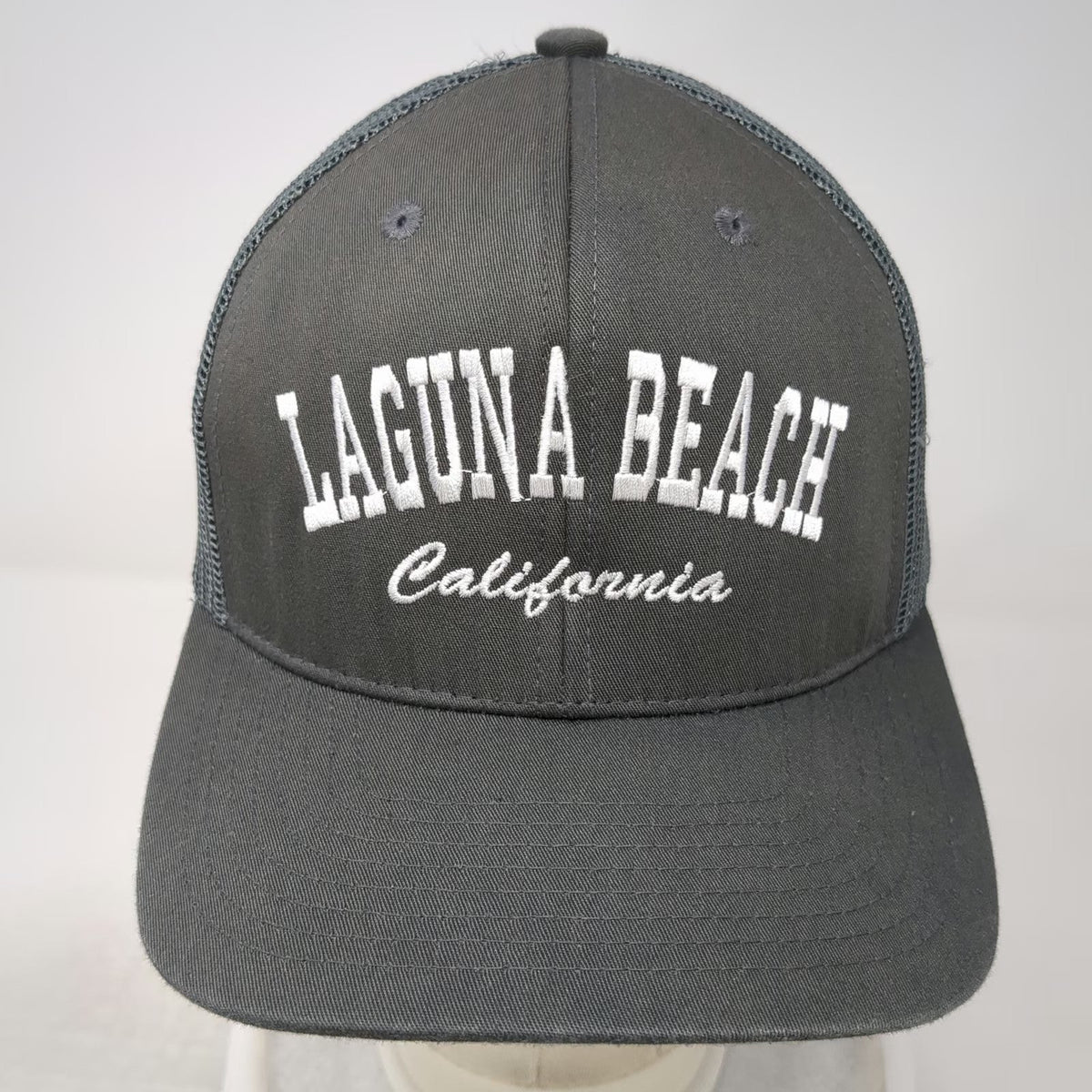 Gray Trucker Hat One Size Laguna Beach California Mesh Back Snapback Embroidery