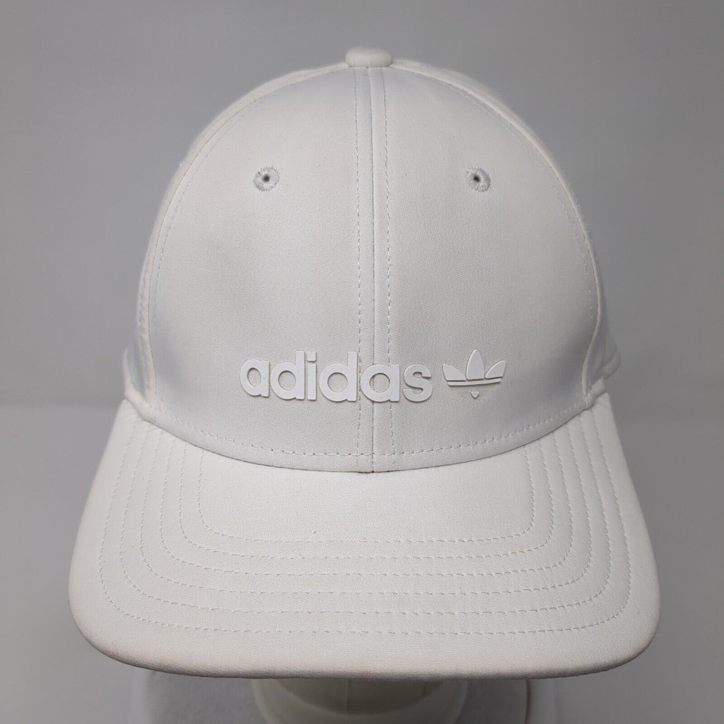Adidas Trefoil Snapback Hat White One Size Adjustable Solid 6 Panel