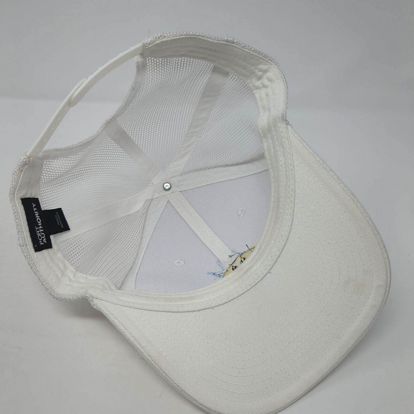 Smiley Crown Snapback Mesh Back Trucker Hat White Cream One Size 6 Panel