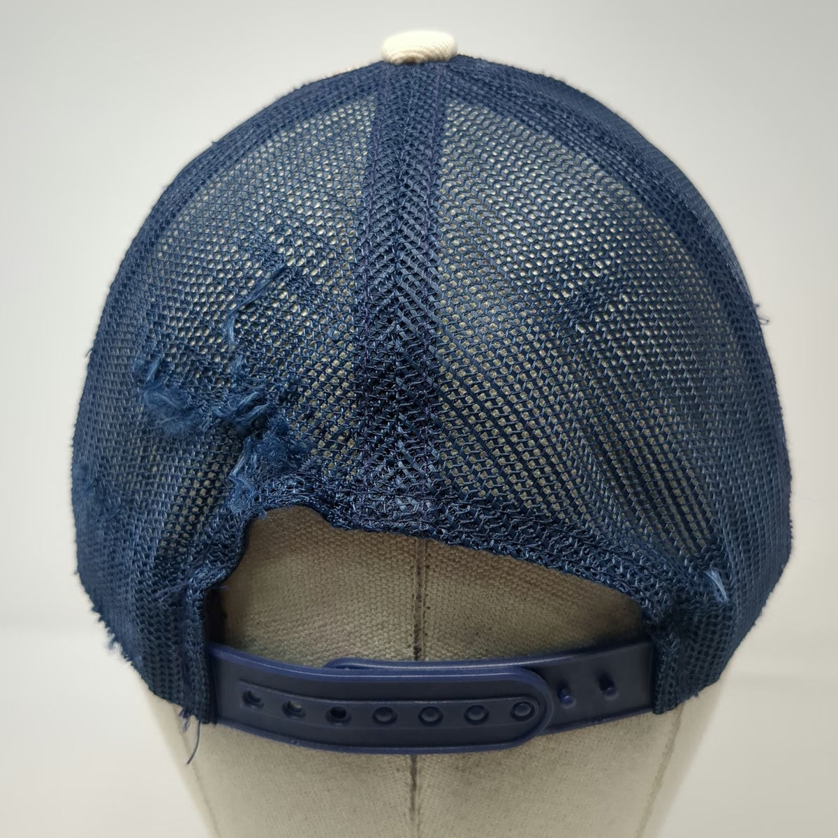 White Blue Trucker Hat One Size American Flag Patch Distressed Mesh Snapback