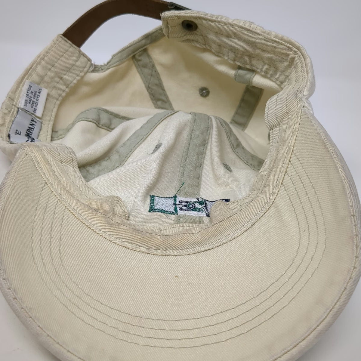 The Shirt Company Baseball Cap Beige Blue Green One Size Leather Strapback Hat