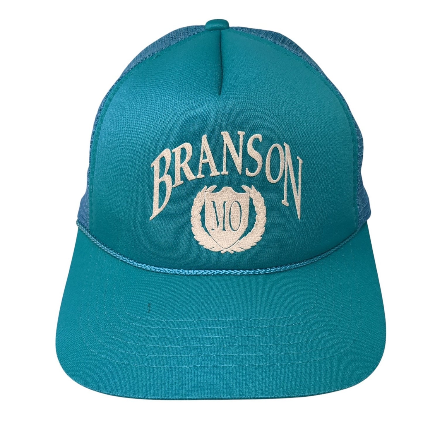 Branson MO Snapback Trucker Hat Blue OS Adjustable Mesh Rope Foremost Athletic