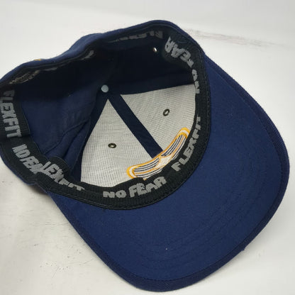 No Fear Baseball Cap Blue L/XL Flexfit Embroidered Logo Graphic Apparel Vintage