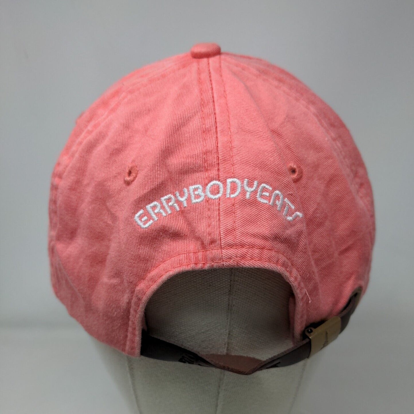 Adams Slideback Hat Pink One Size Embroidered Errybodyeats Leather Strap