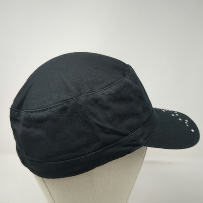 ABG Accessories Army Cap Black One Size Rhinestone Brim Cadet Military Hat