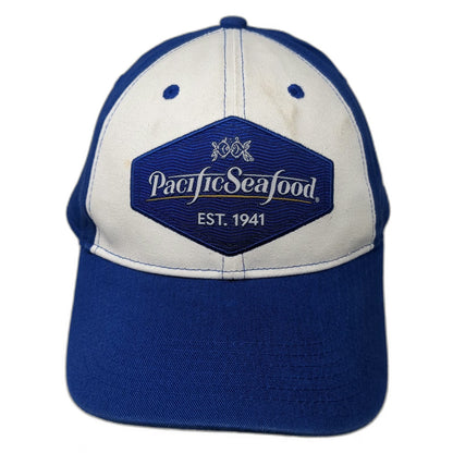 Pacific Seafood Blue White Baseball Cap OSFM Fish Logo Strapback Hat Est 1941