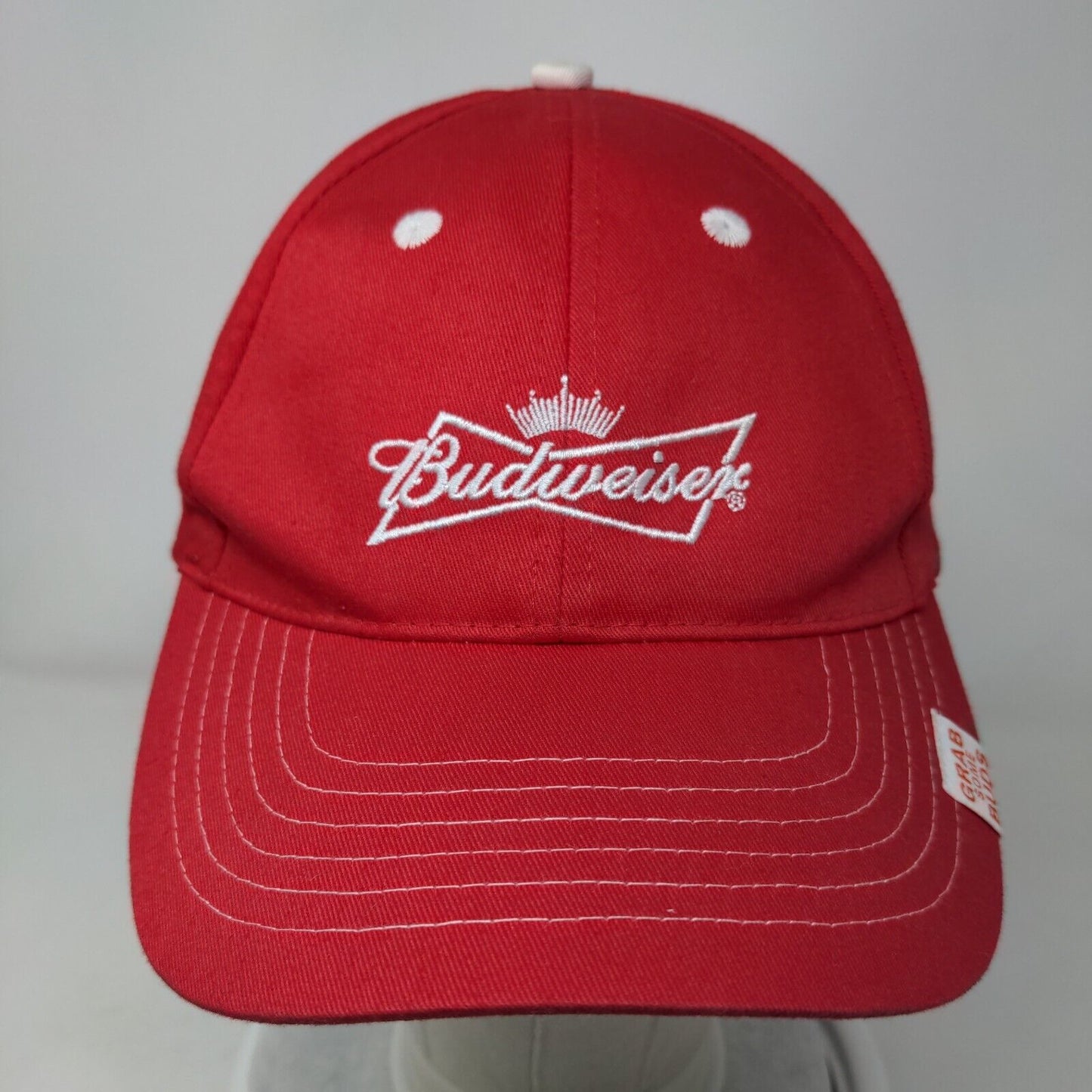 Budweiser Strapback Hat Red OSFA Embroidered Grab Some Buds K-Products