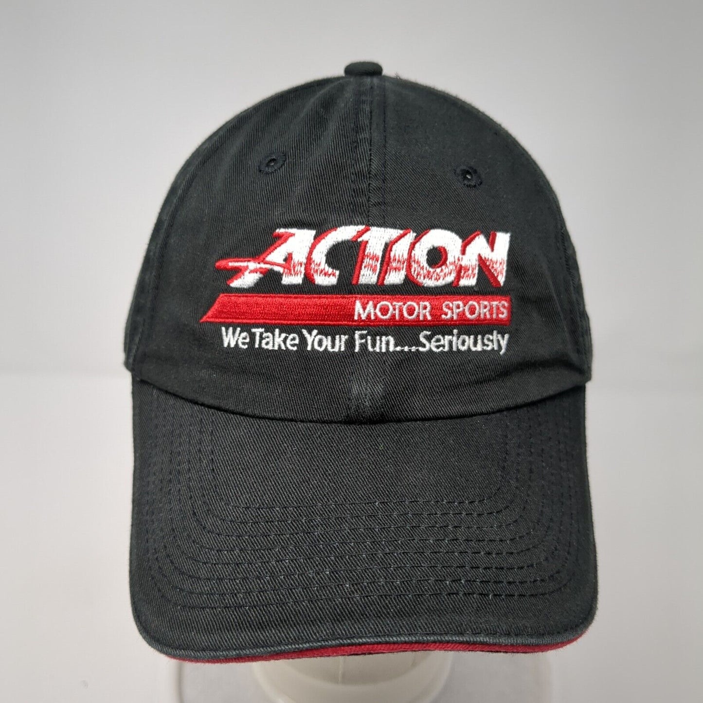 Action Motor Sports Strapback Hat Black One Size We Take Your Fun Seriously