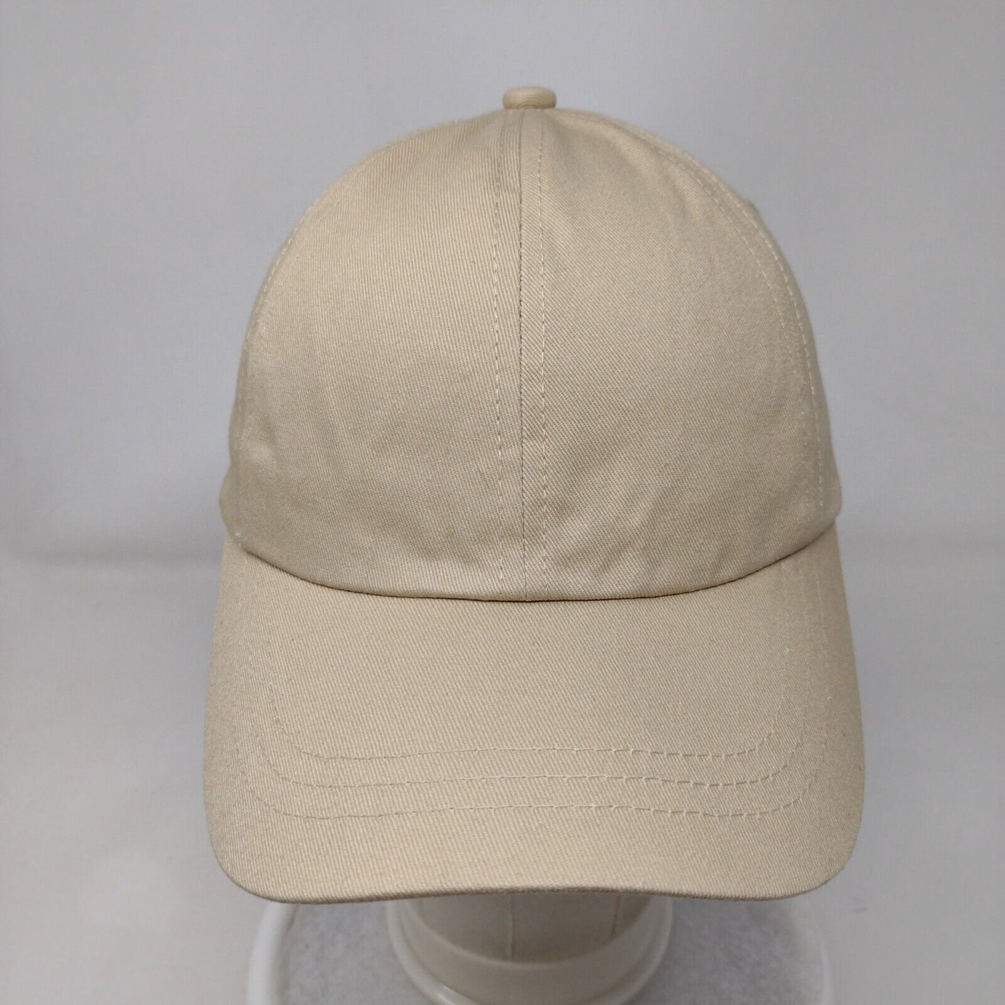 Unbranded Strapback Hat Tan One Size Adjustable Vented Holes 6 Panel Blank