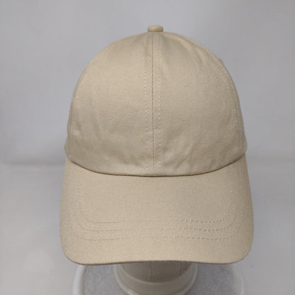 Unbranded Strapback Hat Tan One Size Adjustable Vented Holes 6 Panel Blank