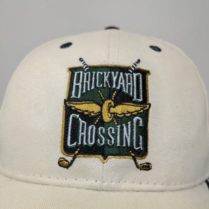 Brickyard Authentics Men's Strapback Hat Tan Green Embroidered Golf Logo