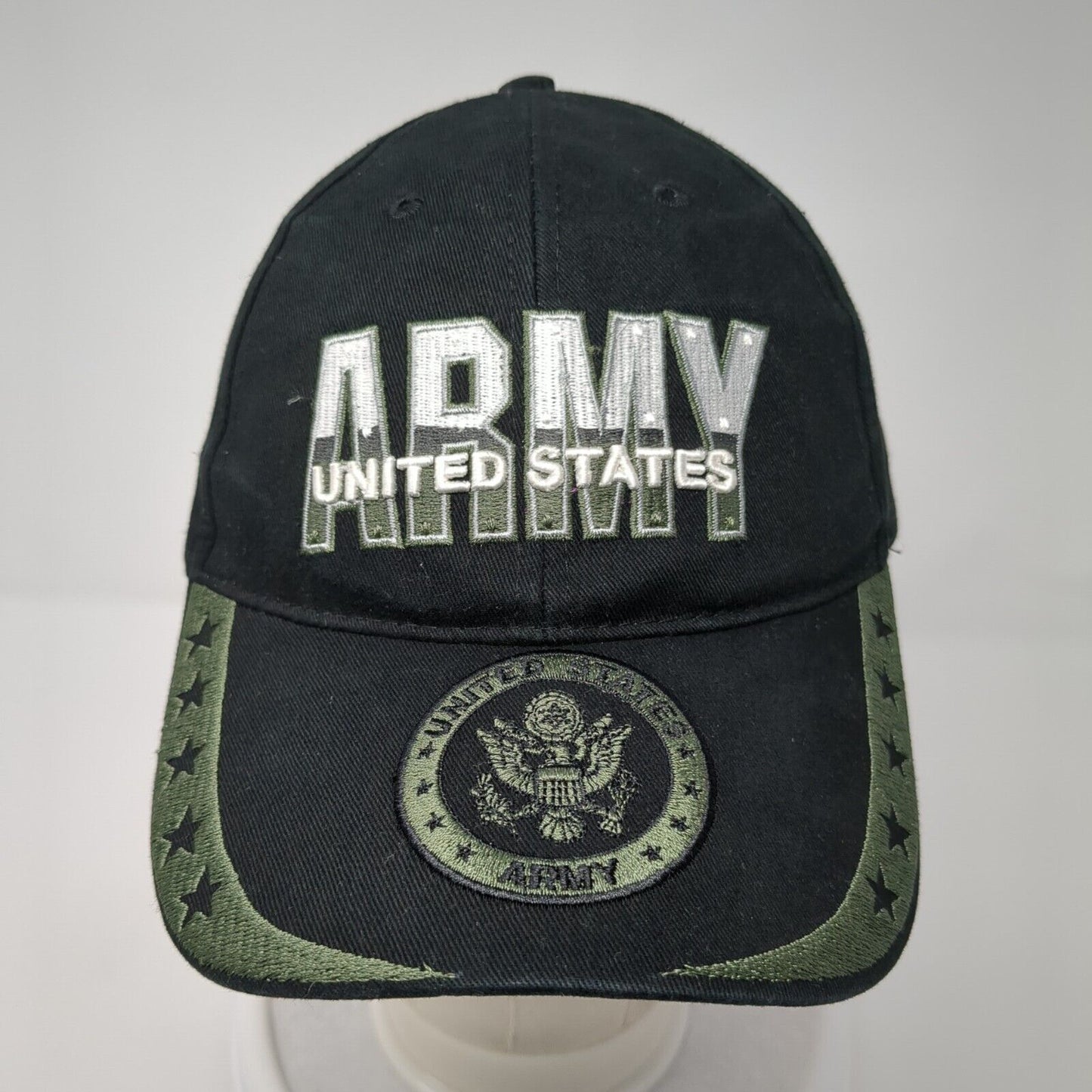 United States Army Slideback Hat Black One Size Eagle Crest 6 Panel