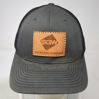 Richardson Trucker Hat Gray One Size Mesh Back Snapback SGW Designworks Leather