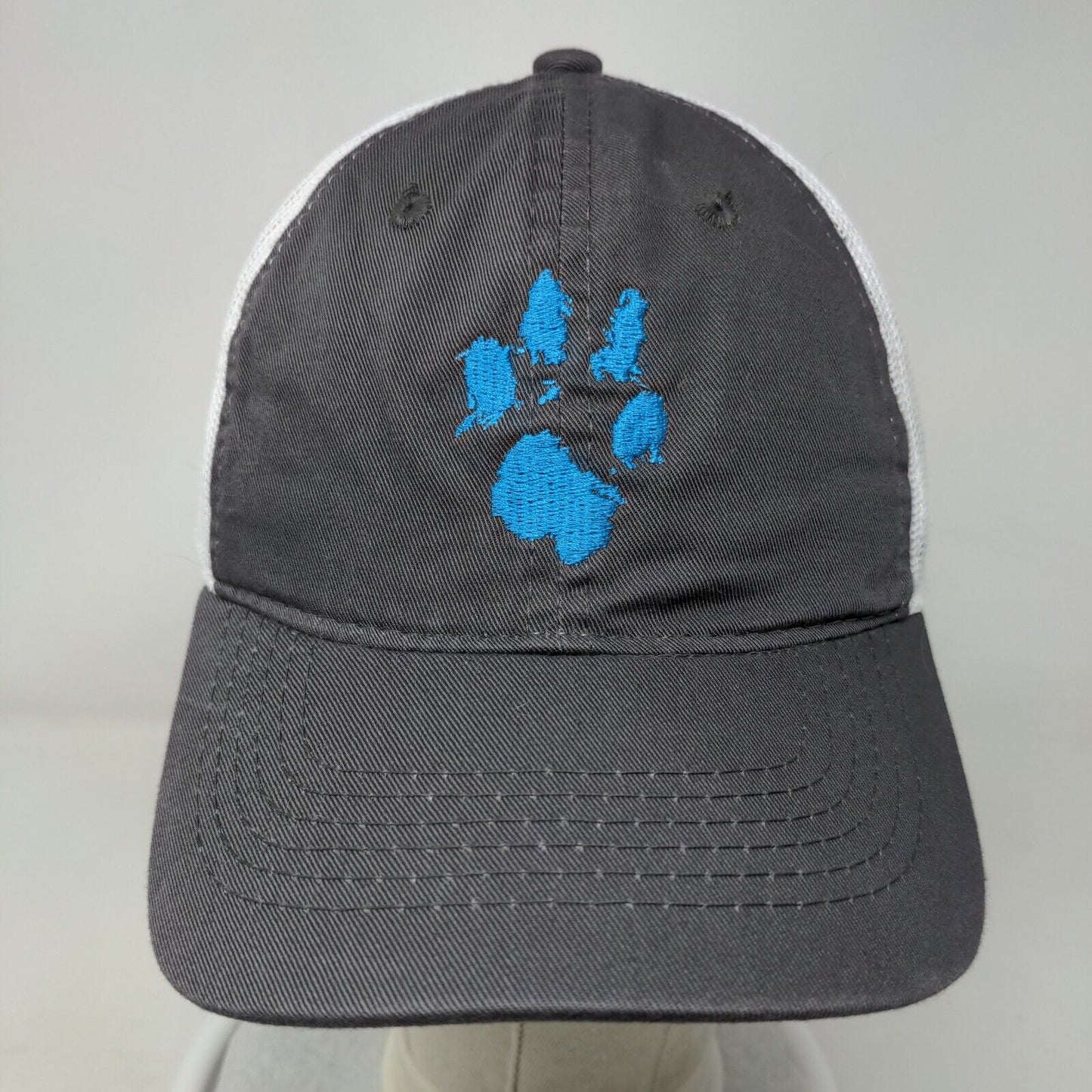 Seaside Vets Paw Strapback Mesh Back Trucker Hat Gray OSFM Embroidered