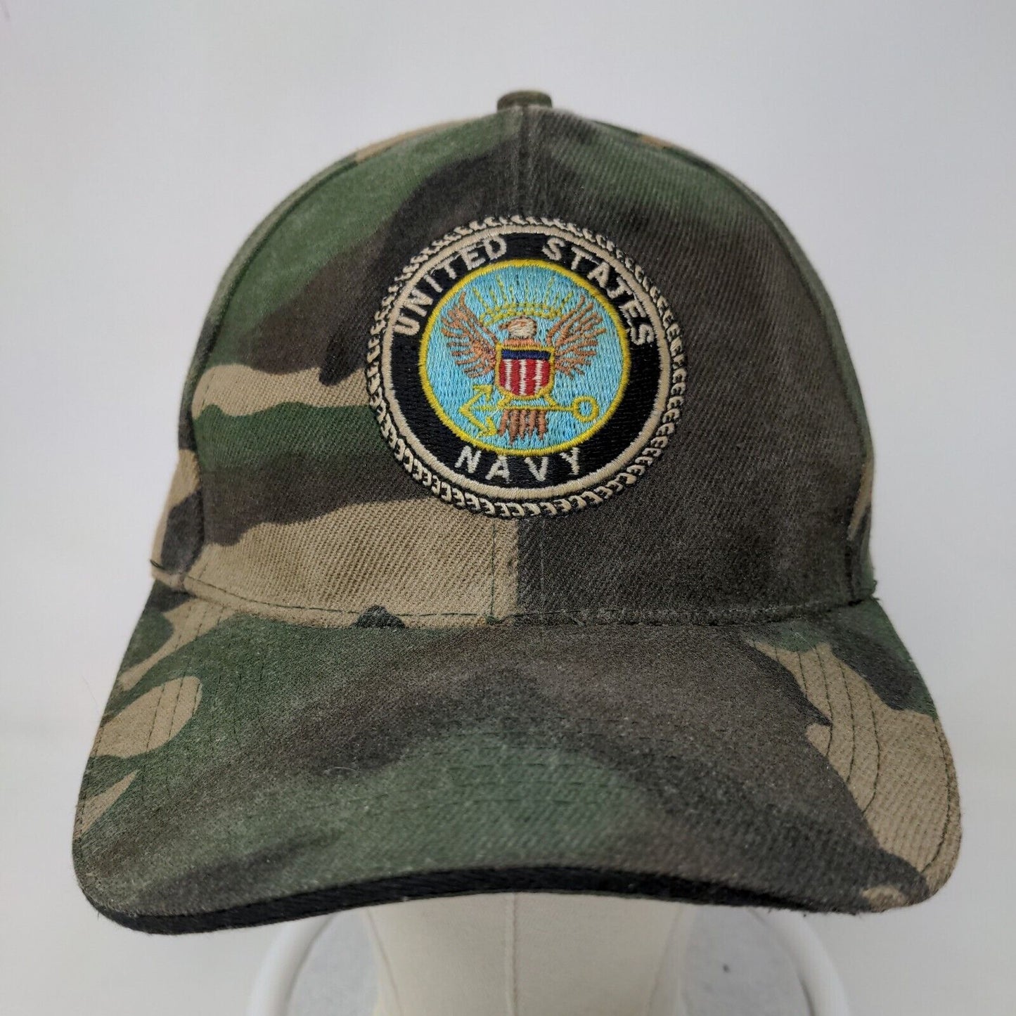 United States Navy Men's Camo Hat Adjustable Embroidered Medallion Logo