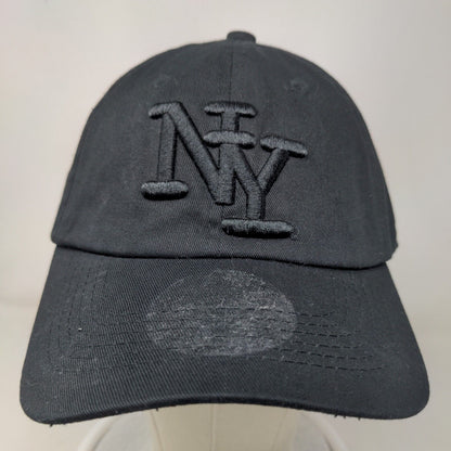 Tian Tian Men's Slideback Hat Black Embroidered NY New York Logo Cotton Blend