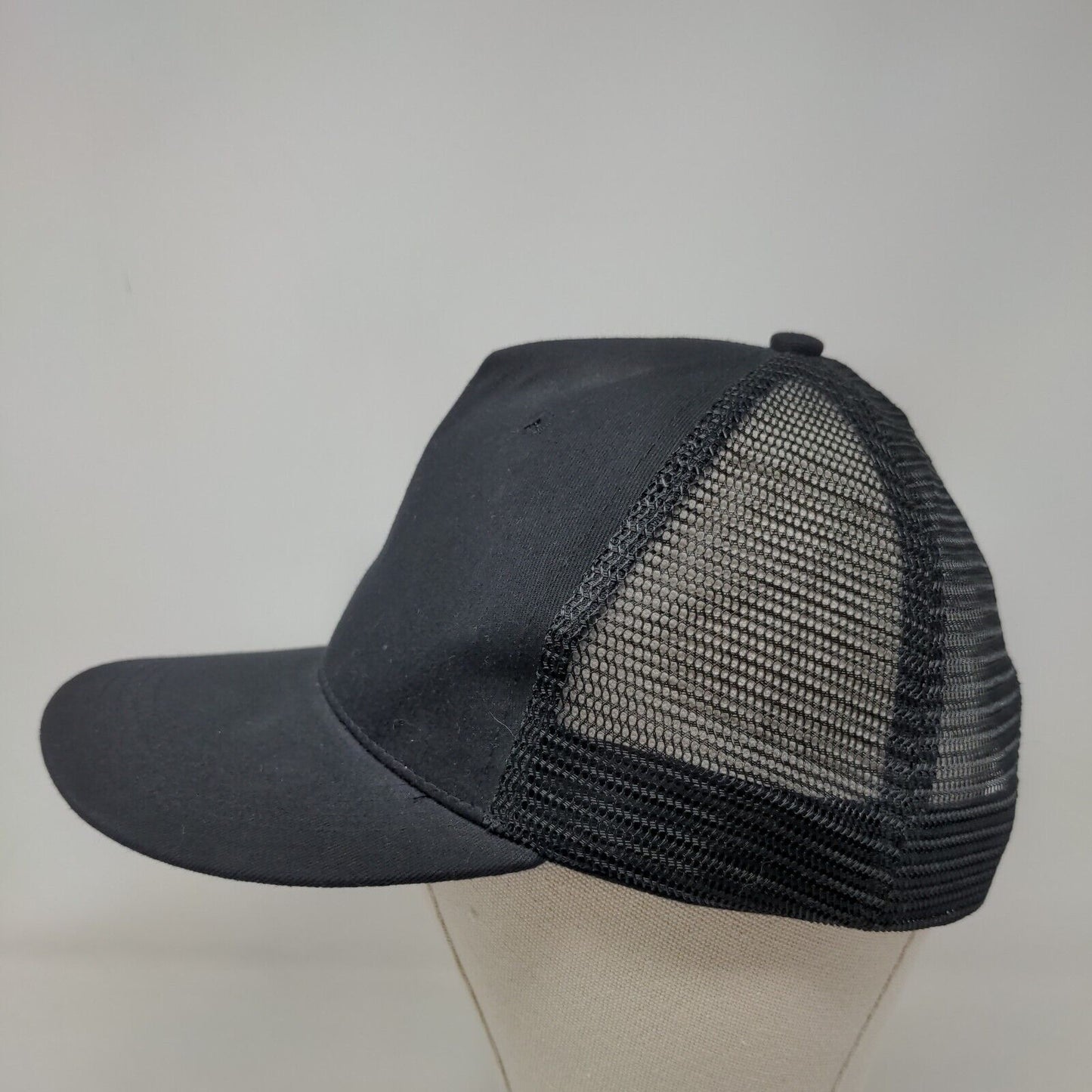 Mary Eddy's Snapback Mesh Back Trucker Hat Black One Size Embroidered