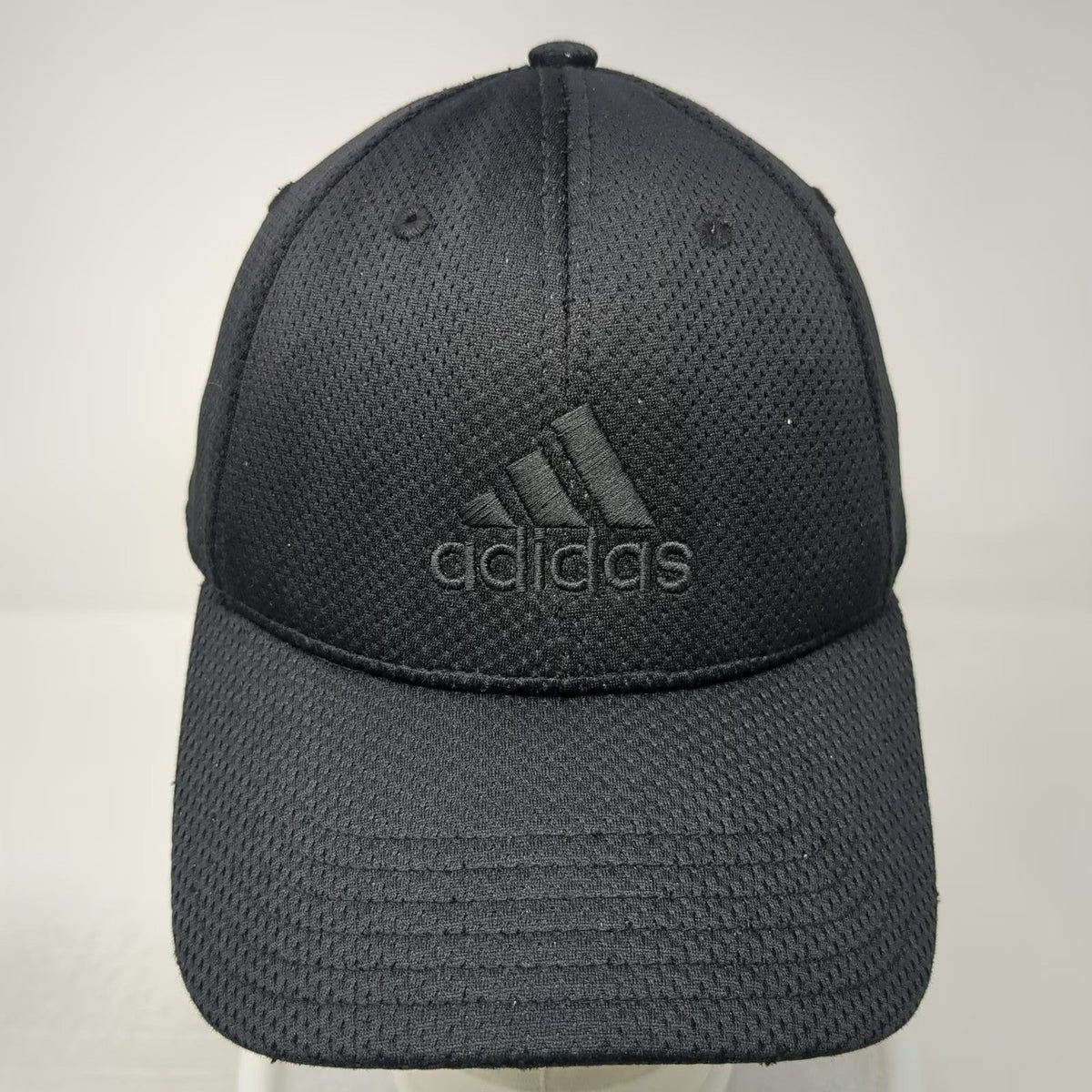 Adidas Baseball Cap Black XL Tonal Logo Performance Mesh Stretch Fit Hat