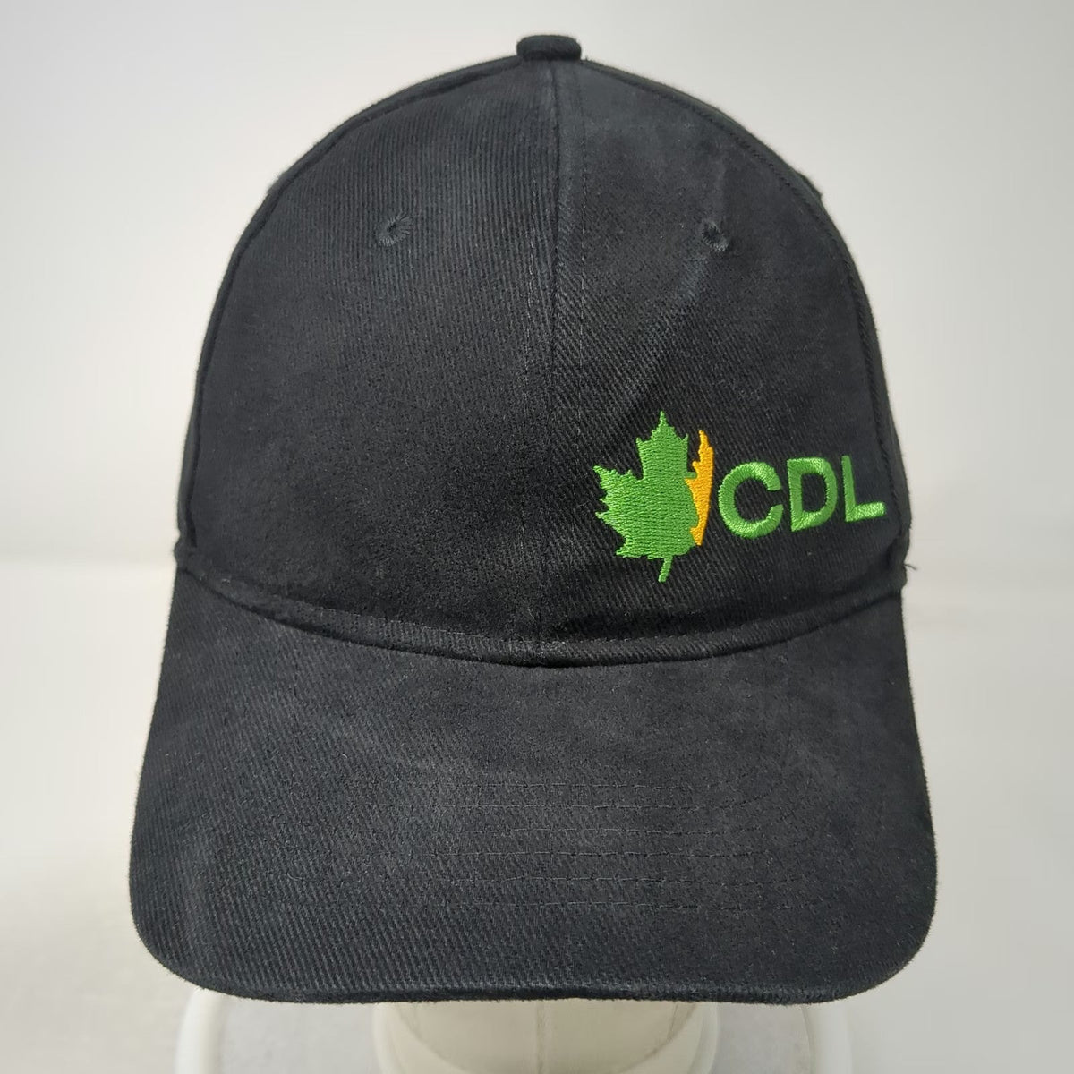 CDL Maple Leaf Baseball Cap Black One Size Strapback Cotton Hat Embroidered Logo