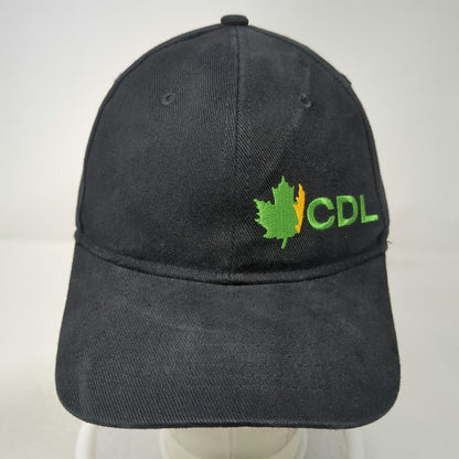 CDL Maple Leaf Baseball Cap Black One Size Strapback Cotton Hat Embroidered Logo